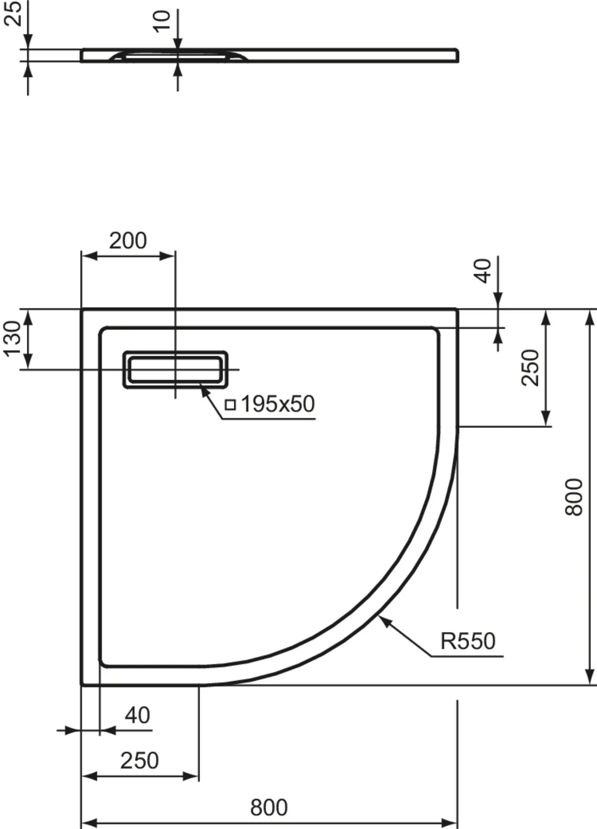 Ideal Standard Duschwanne „UltraFlatNew“ 80 × 80 cm in Weiß