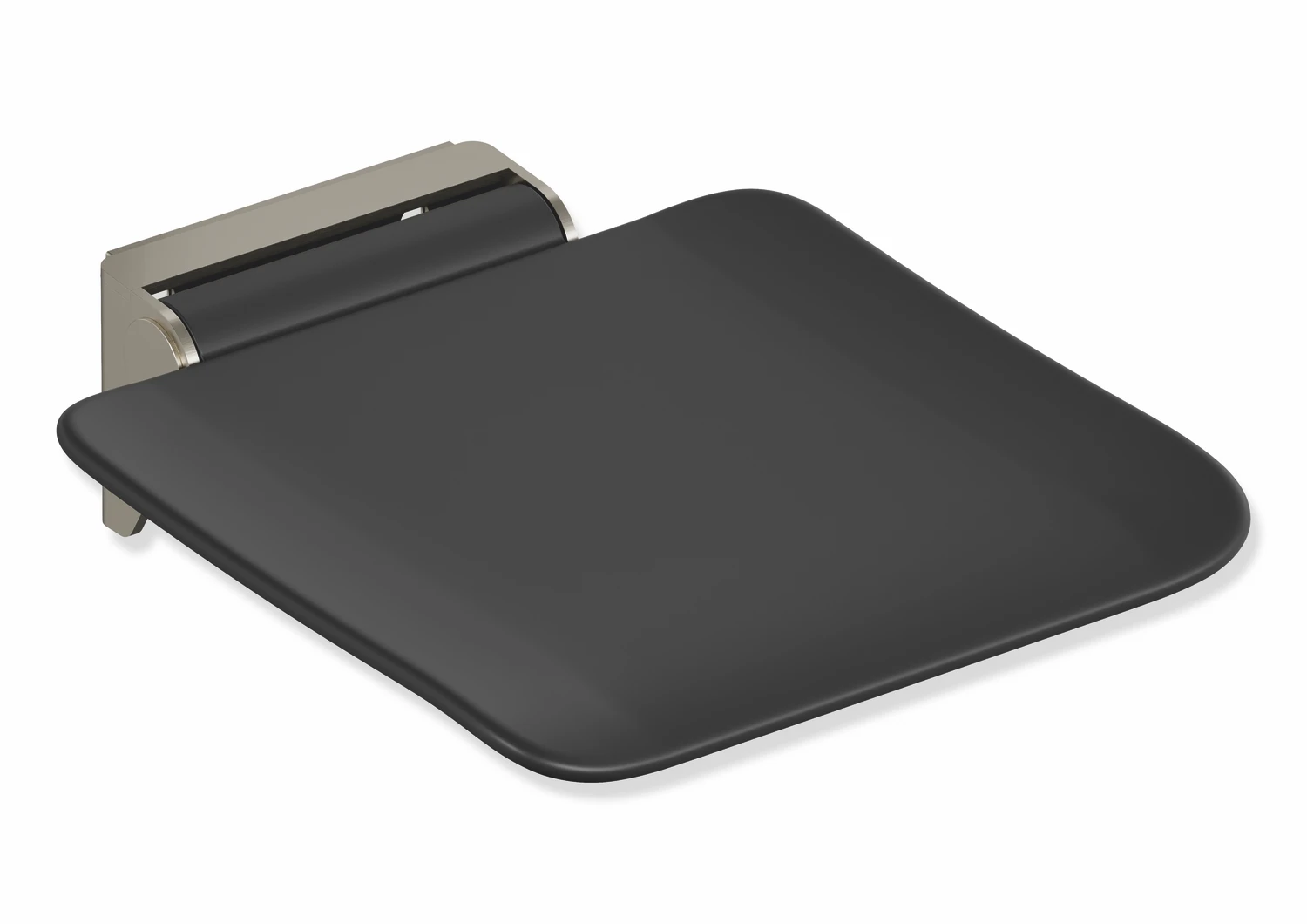 Mobiler Klappsitz des Systems 900, Konsole Edelstahl, PVD, Sitzfläche Kunststoff, schwarz, Sitzfläche 350 mm breit, 340 mm tief, zum Nachrüsten auf Montageplatte 900.51.00160, in Farbe CK (messing glänzend)