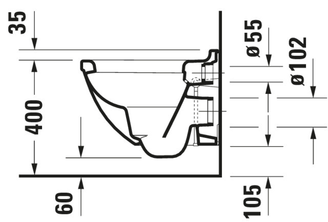 Wand-WC Starck 3 Compact 485 mm Tiefspüler, Durafix, weiß, HYG