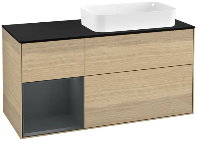 Villeroy & Boch Waschtischunterschrank „Finion“ für Schrankwaschtisch 1200 × 603 × 501 mm Oak Veneer, mit Hahnlochbohrung, für Becken rechts Villeroy & Boch Waschtischunterschrank „Finion“ für Schrankwaschtisch 1200 × 603 × 501 mm Oak Veneer, mit Hahnlochbohrung, für Becken rechts