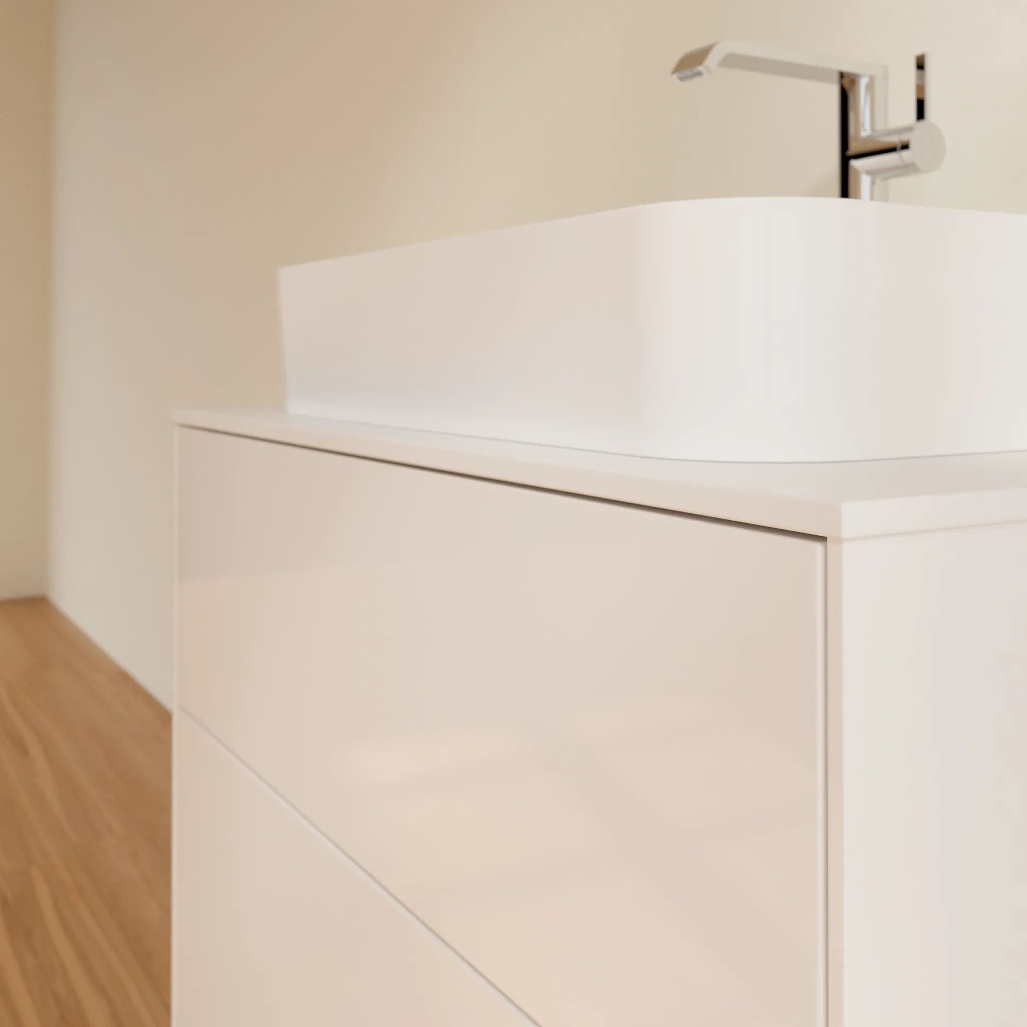 Villeroy & Boch Waschtischunterschrank „Finion“ für Schrankwaschtisch 800 × 603 × 501 mm Glossy White Lacquer, für Becken mittig, mit Hahnlochbohrung Villeroy & Boch Waschtischunterschrank „Finion“ für Schrankwaschtisch 800 × 603 × 501 mm Glossy White Lacquer, für Becken mittig, mit Hahnlochbohrung