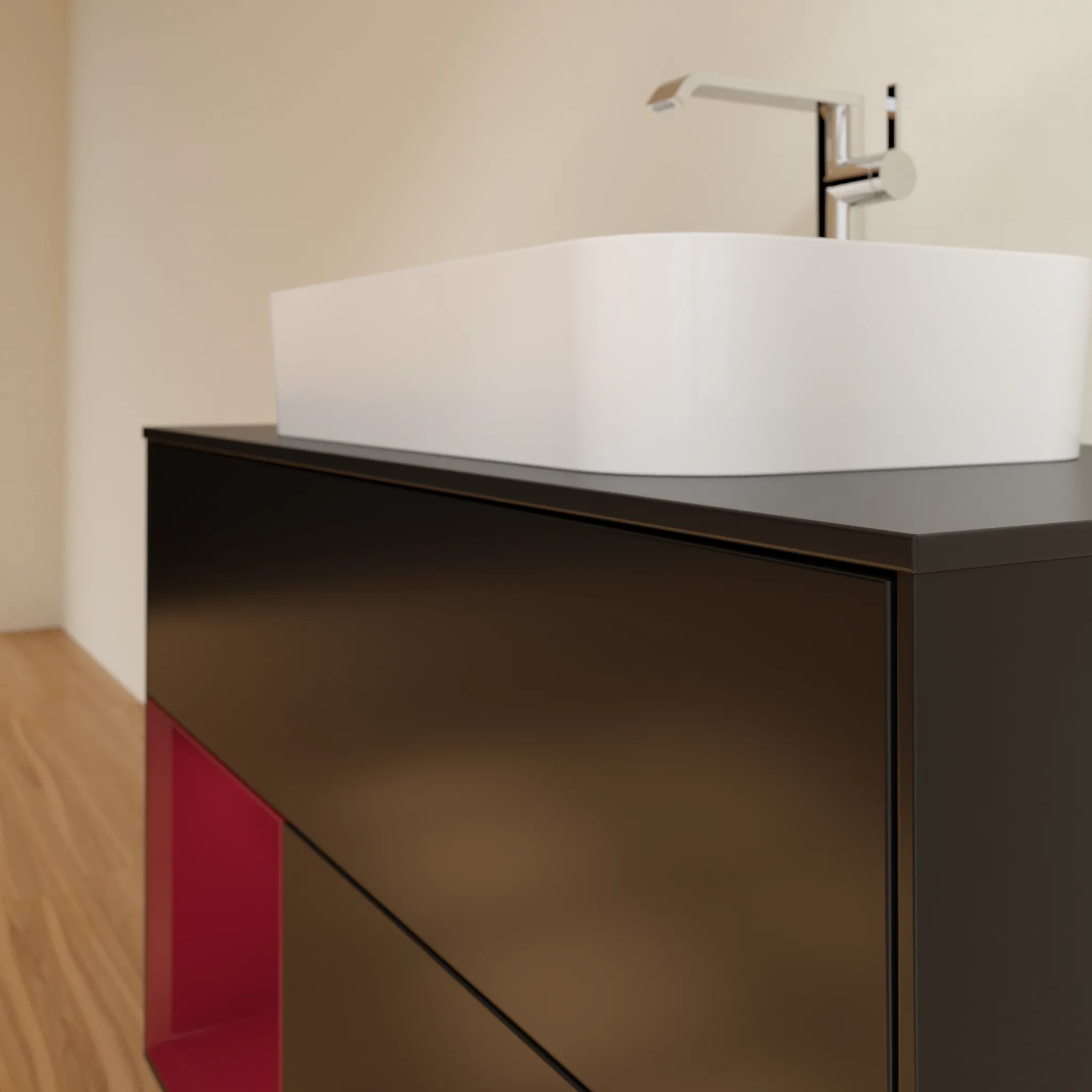 Villeroy & Boch Waschbeckenunterschrank Finion F24, 1000x603x501 mm, Black Matt Lacquer mit Beleuchtung und Push-to-open Funktion Villeroy & Boch Waschbeckenunterschrank Finion F24, 1000x603x501 mm, Black Matt Lacquer mit Beleuchtung und Push-to-open Funktion