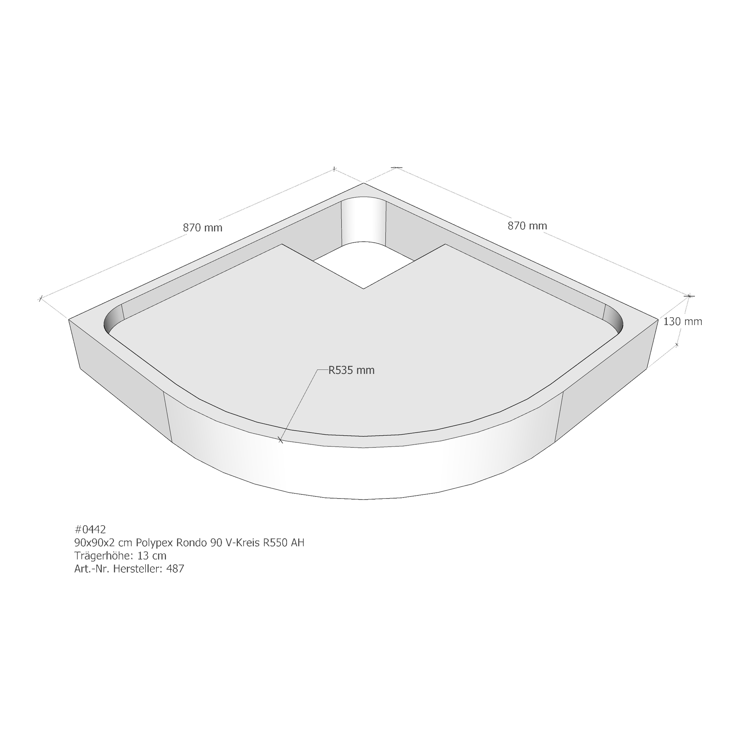 Duschwannenträger für Polypex Rondo 90 90 × 90 × 2 cm