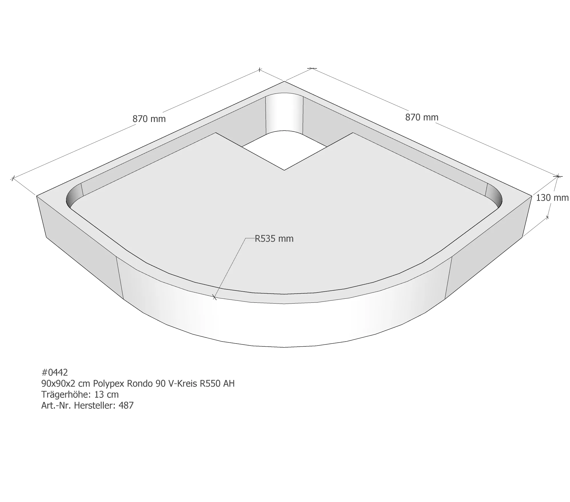 Duschwannenträger für Polypex Rondo 90 90 × 90 × 2 cm Duschwannenträger für Polypex Rondo 90 90 × 90 × 2 cm