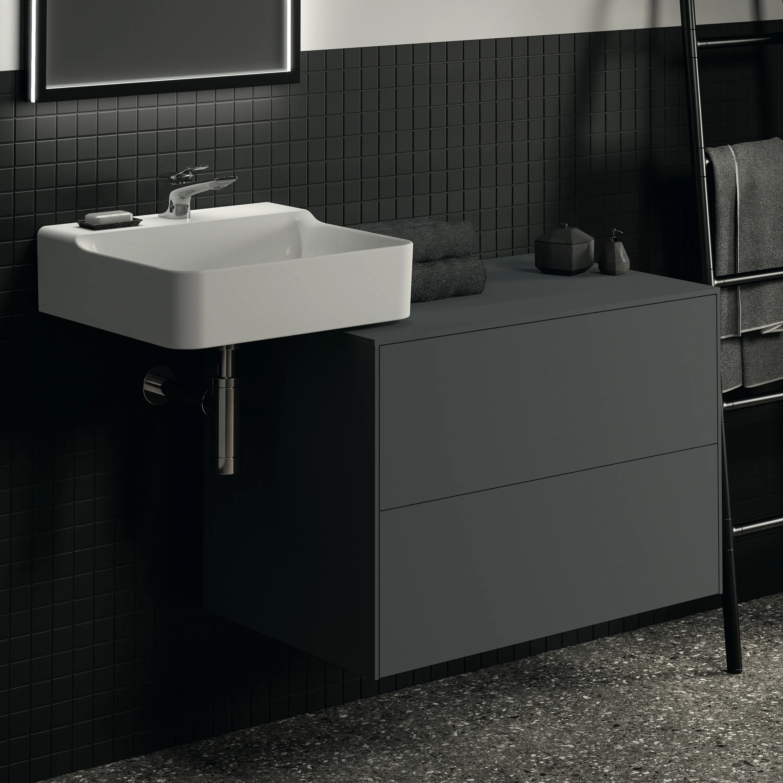 Ideal Standard Waschtischunterschrank Conca, 2 Auszüge, anthrazit