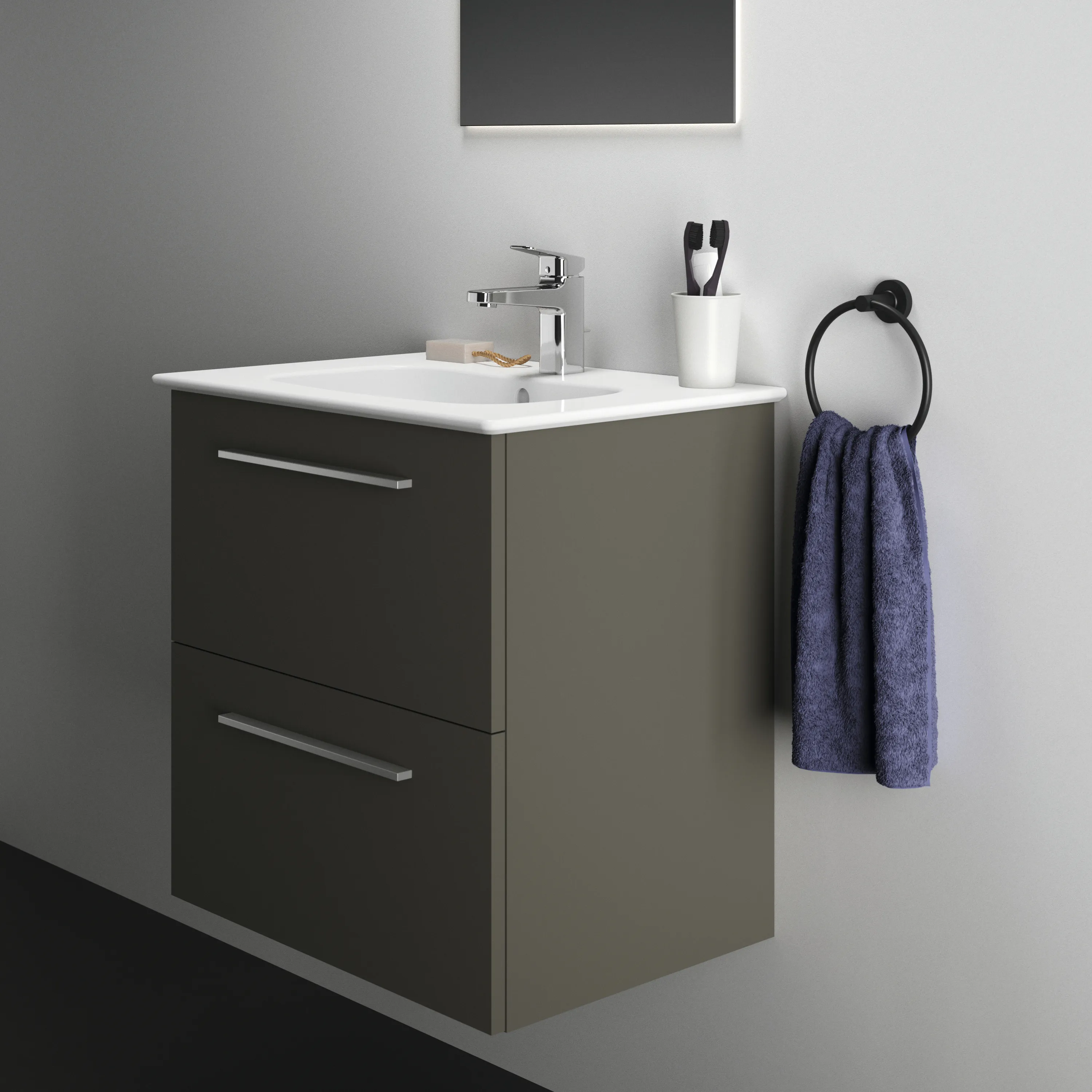 Ideal Standard i.life A Möbelwaschtischunterschrank Quarzgrau matt 600x440x630mm 2 Auszüge Softclose Ideal Standard i.life A Möbelwaschtischunterschrank Quarzgrau matt 600x440x630mm 2 Auszüge Softclose