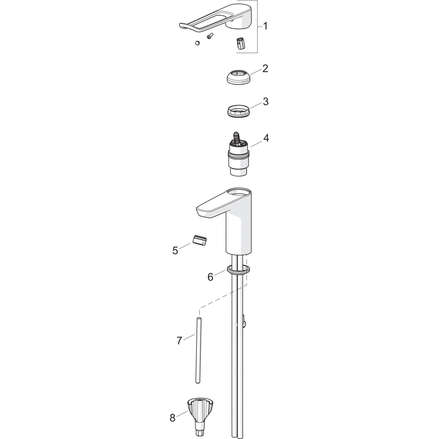 Einhand-Waschtischarmatur Bedienungshebel lang „Clinica“ Ausladung 150 mm in Chrom Einhand-Waschtischarmatur Bedienungshebel lang „Clinica“ Ausladung 150 mm in Chrom