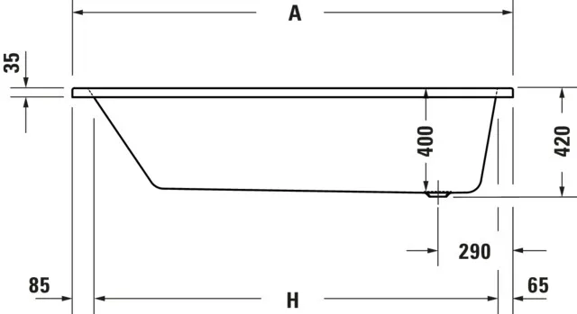 Duravit Badewanne „No.1“ rechteck 150 × 70 cm, Fußablauf