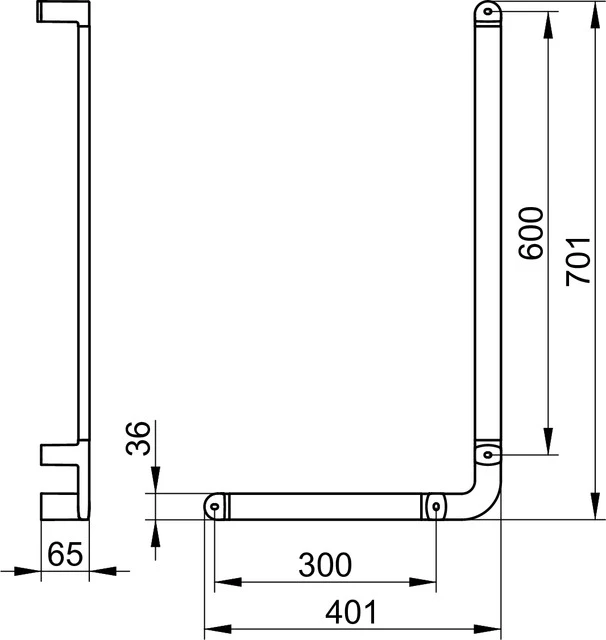KEUCO Winkelgriff „Elegance“ 401 × 701 mm Ausführung links, in Verchromt KEUCO Winkelgriff „Elegance“ 401 × 701 mm Ausführung links, in Verchromt