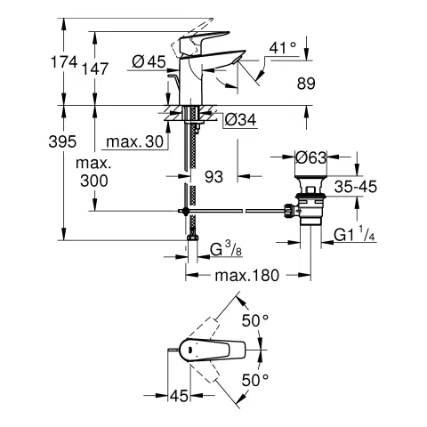 Einhand-Waschtischbatterie BauEdge 23328_1, S-Size, Einlochmontage, mit Temperaturbegrenzer, EcoJoy Mousseur 5,7 l/min, Zugstangen-Ablaufgarnitur aus Kunststoff 1 1/4″, chrom Einhand-Waschtischbatterie BauEdge 23328_1, S-Size, Einlochmontage, mit Temperaturbegrenzer, EcoJoy Mousseur 5,7 l/min, Zugstangen-Ablaufgarnitur aus Kunststoff 1 1/4″, chrom