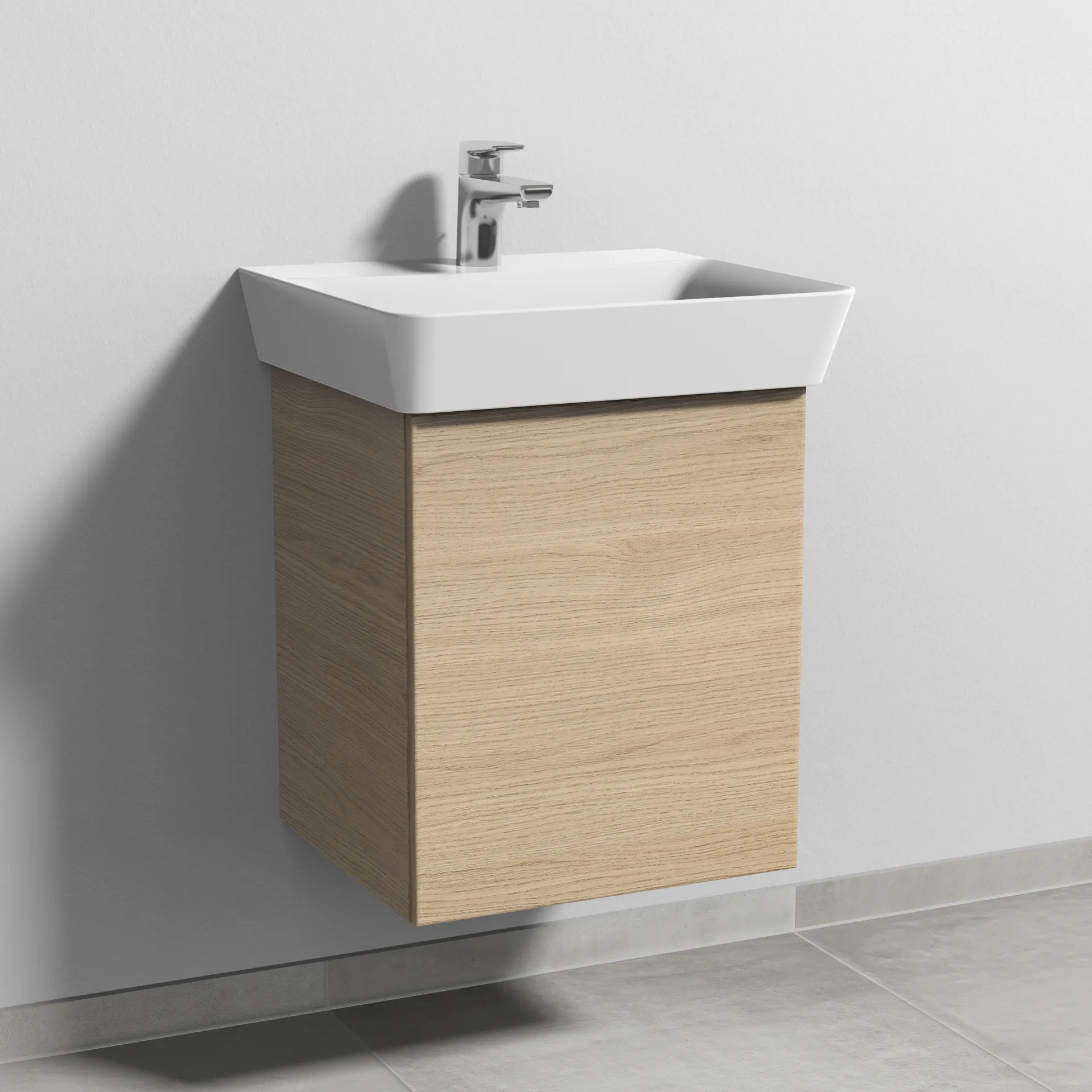 Sanipa Waschtischunterschrank „3way“ passend zu Keramik-Waschtische Connect Air Cube von Ideal Standard 430 × 513 × 392 mm in Eiche Nordic, Anschlag