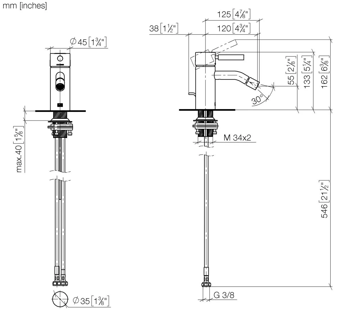 Dornbracht META Bidet-Einhandbatterie mit Ablaufgarnitur - Chrom Dornbracht META Bidet-Einhandbatterie mit Ablaufgarnitur - Chrom