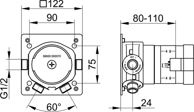 KEUCO IXMO Grundkörper für Thermostatarmatur Unterputz DN15 KEUCO IXMO Grundkörper für Thermostatarmatur Unterputz DN15