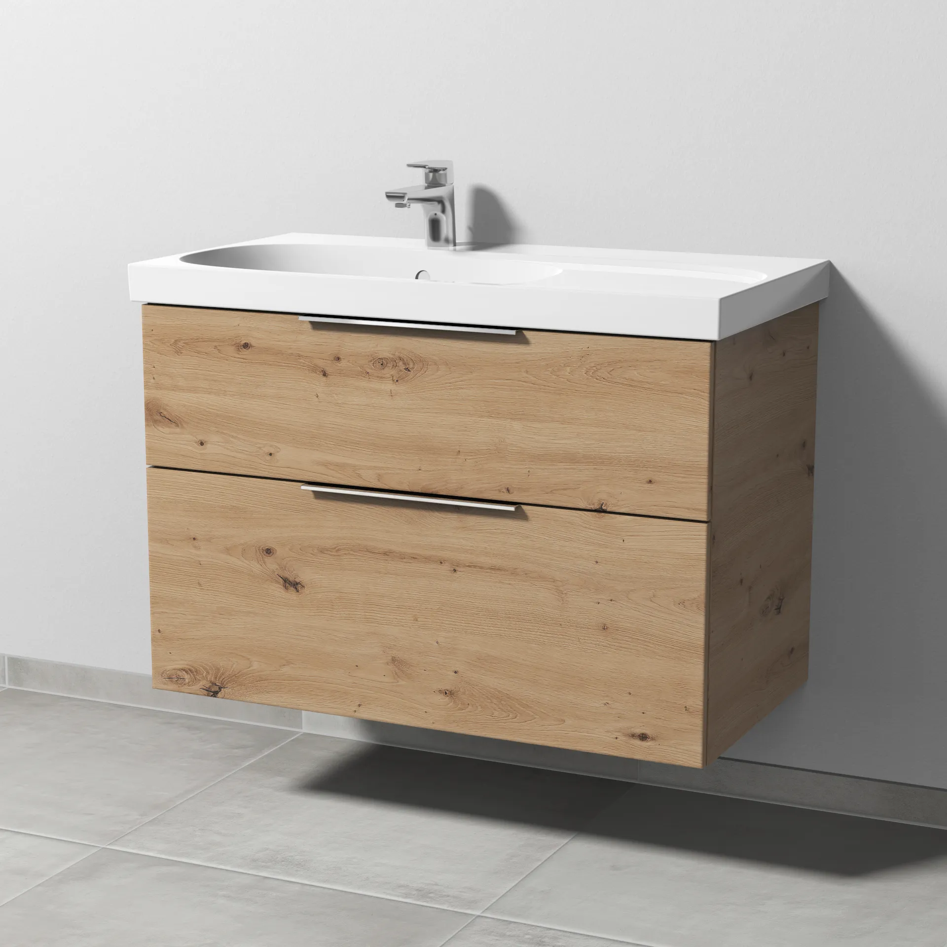 Waschtischunterbau ausz. Ausschnitt links 3way (UM419) 586x870x467 Anthrazit-Matt