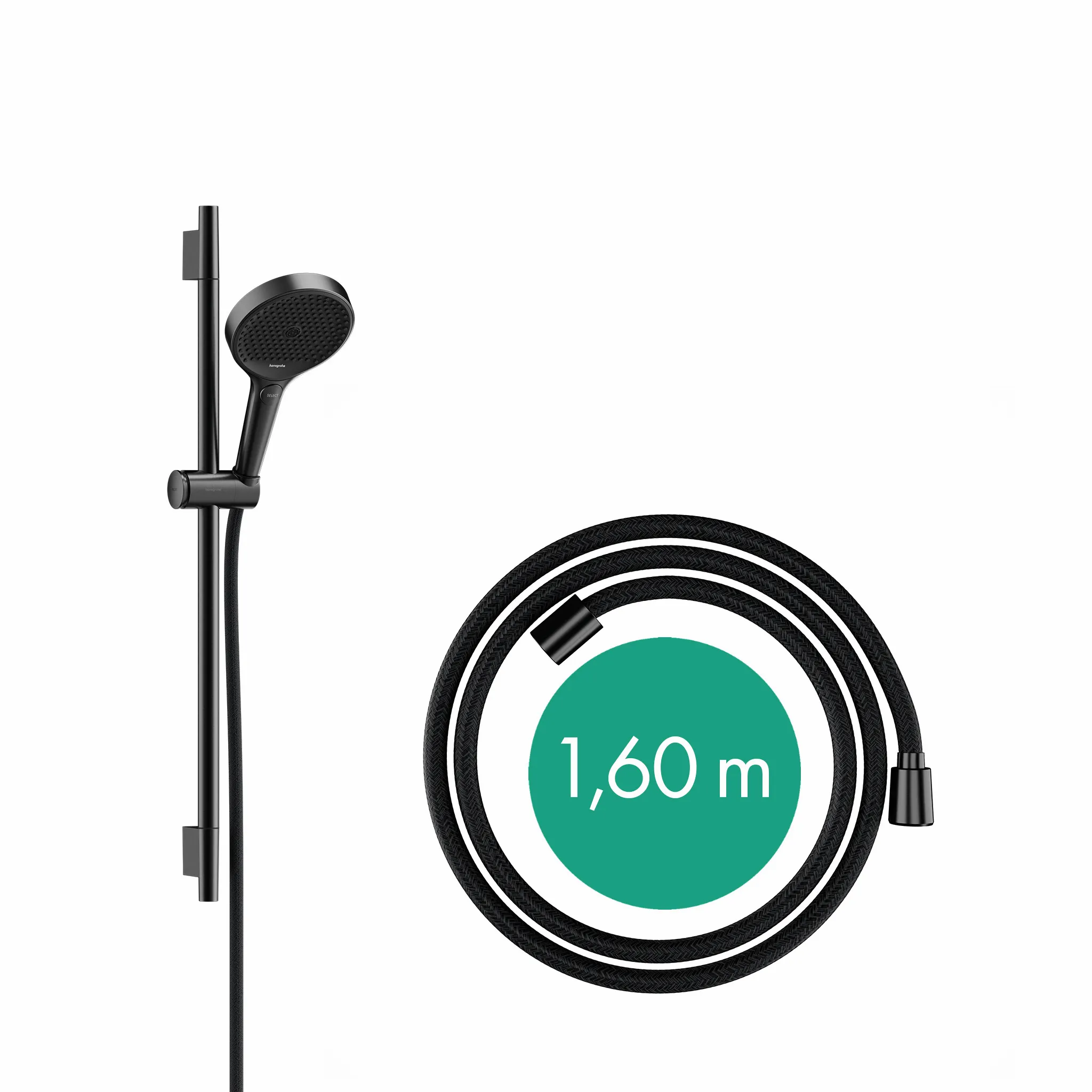 Hansgrohe Rainfinity Brauseset 130 3jet mit Unica S Puro Push-Schieber, Brushed Black Chrome, 720 mm Stangenlänge
