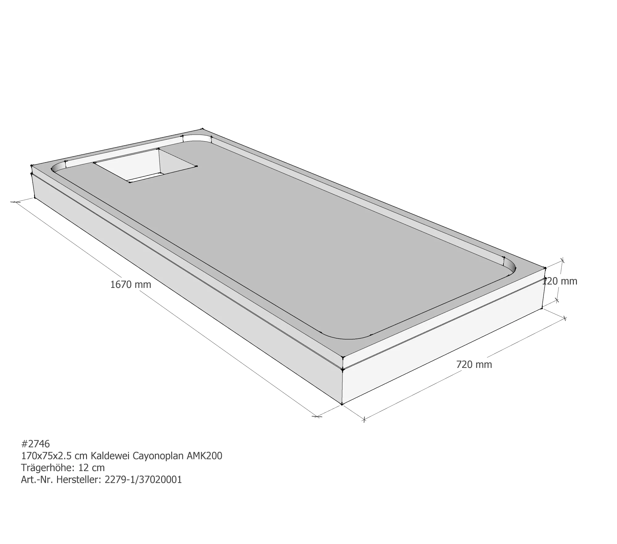Duschwannenträger für Kaldewei Cayonoplan 170 × 75 × 2,5 cm Breite: 75 cm / Länge: 170 cm Duschwannenträger für Kaldewei Cayonoplan 170 × 75 × 2,5 cm Breite: 75 cm / Länge: 170 cm