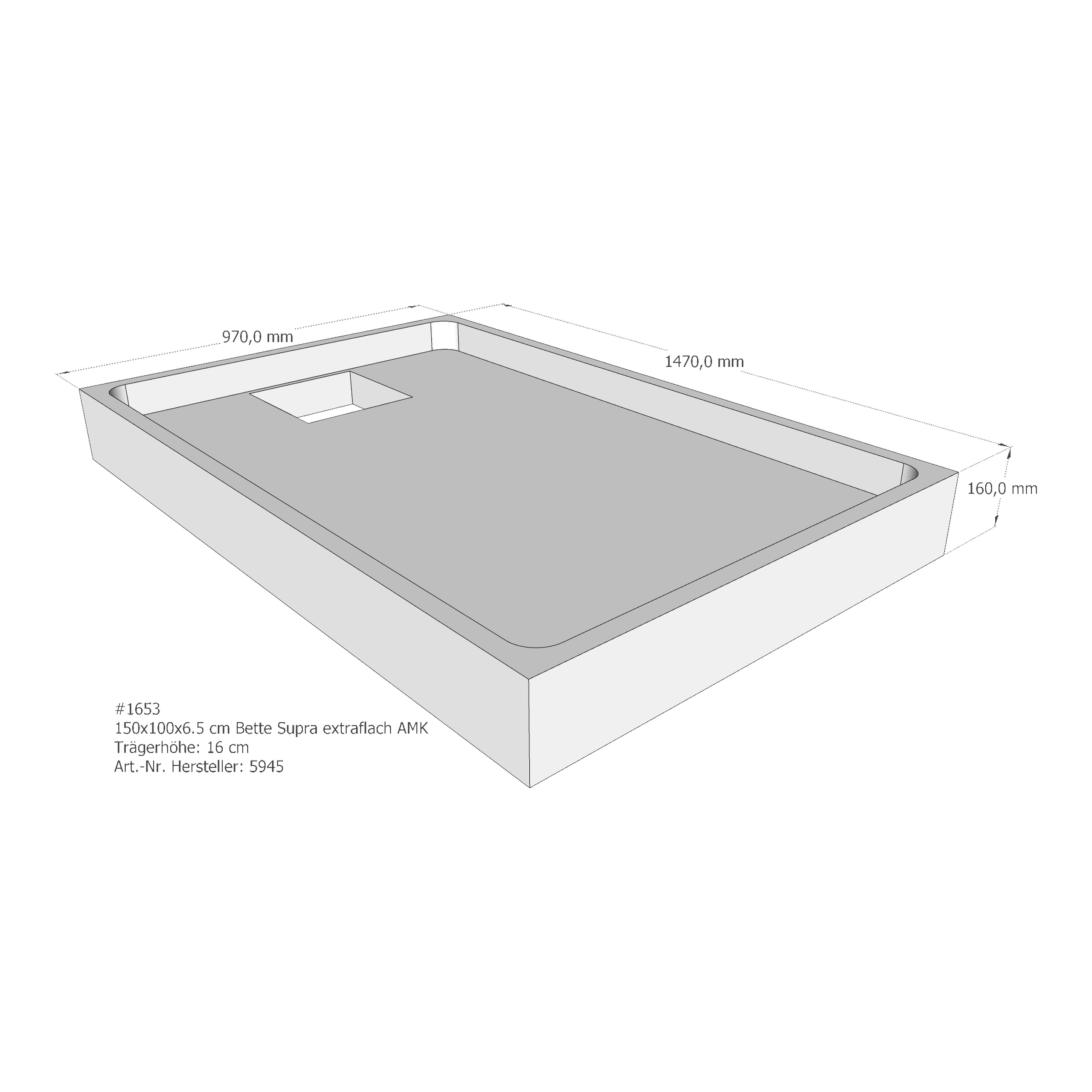 Duschwannenträger für Bette Supra (extraflach) 150 × 100 × 6,5 cm Breite: 100 cm / Länge: 150 cm Duschwannenträger für Bette Supra (extraflach) 150 × 100 × 6,5 cm Breite: 100 cm / Länge: 150 cm