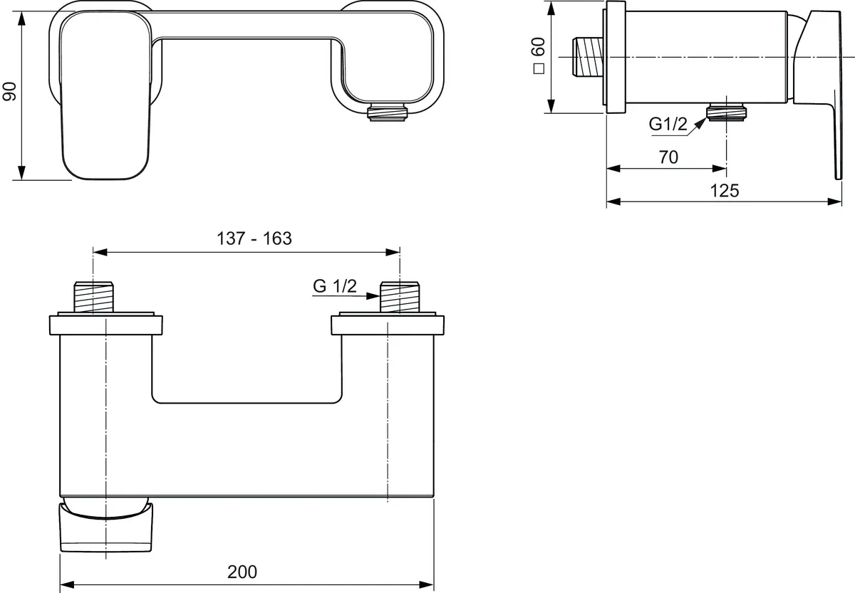 Brausearmatur Aufputz Tonic II, Ausladung 70mm, Chrom Brausearmatur Aufputz Tonic II, Ausladung 70mm, Chrom