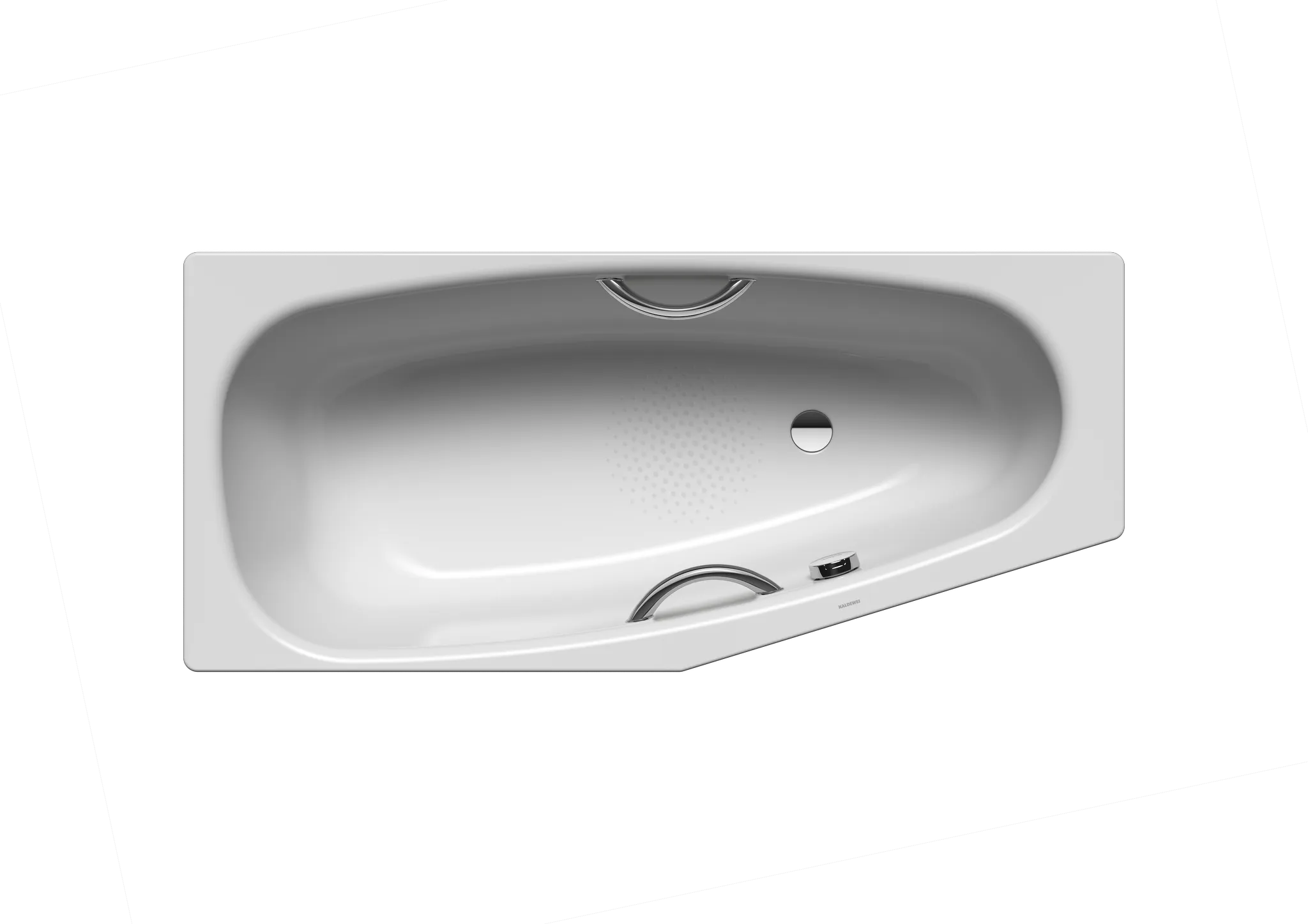 Kaldewei Badewanne „Mini“ Star trapez fünfeck 157 × 75 cm, mit Grifflochbohrungen, rechts in manhattan