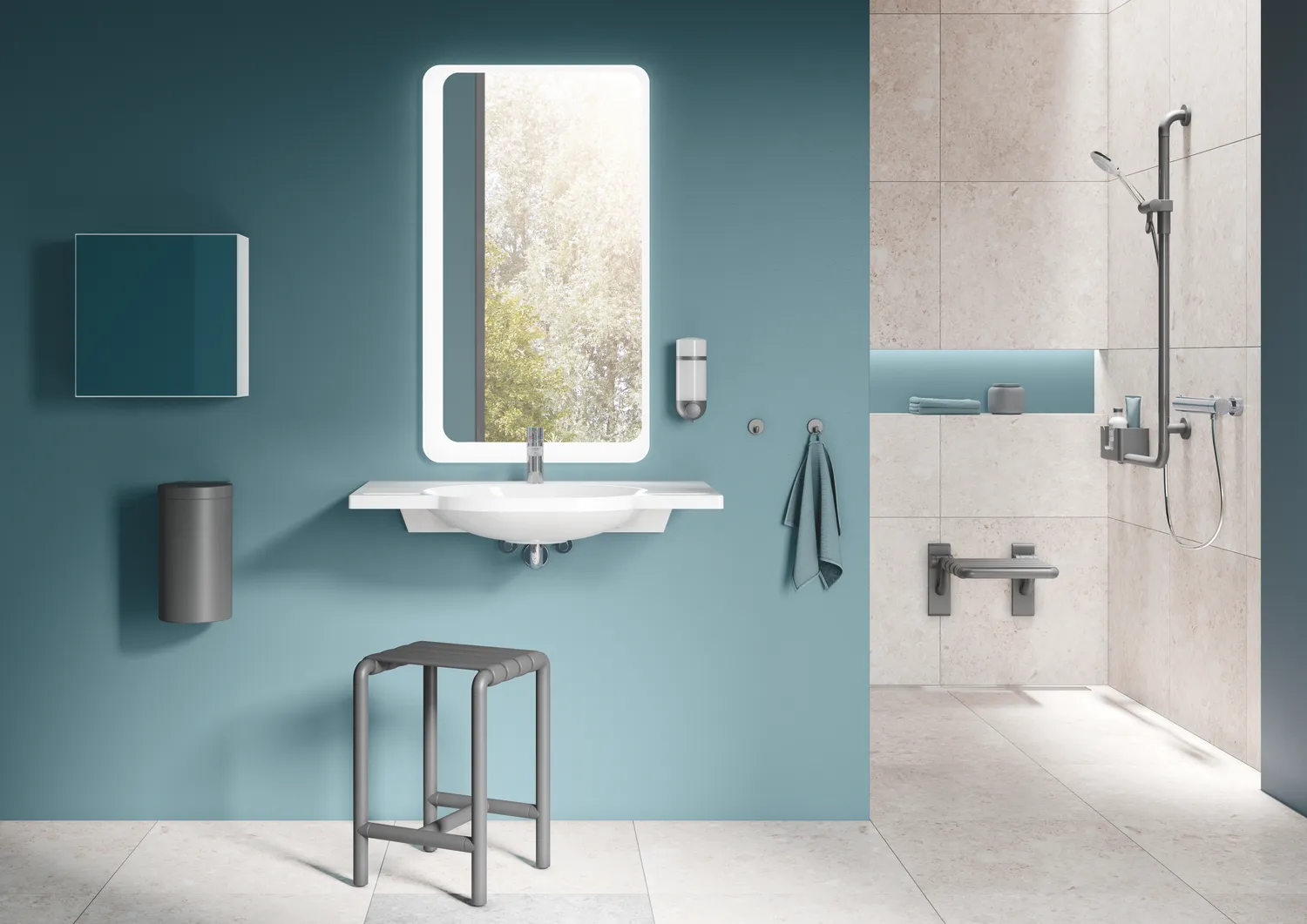 HEWI Abfalleimer „Serie 477“ 33 × 21 cm in Felsgrau HEWI Abfalleimer „Serie 477“ 33 × 21 cm in Felsgrau