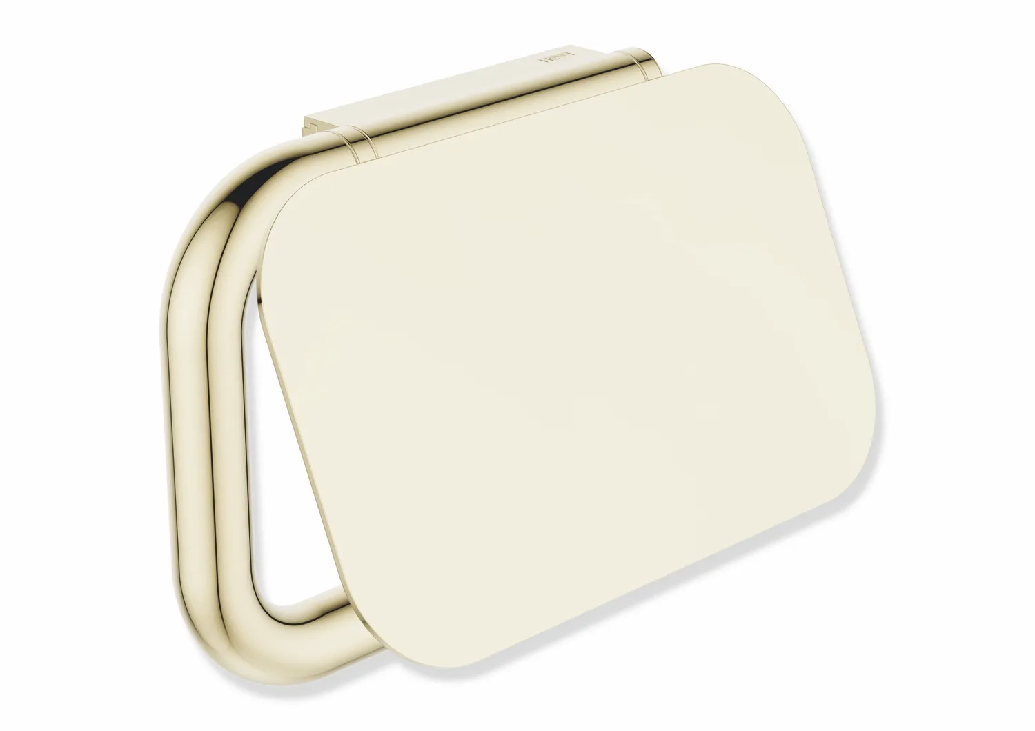 WC-Papierhalter mit Deckel, Edelstahl, PVD beschichtet, Breite 158 mm, Höhe 105 mm, Durchmesser 15 mm, in Farbe CK (Messing glänzend) WC-Papierhalter mit Deckel, Edelstahl, PVD beschichtet, Breite 158 mm, Höhe 105 mm, Durchmesser 15 mm, in Farbe CK (Messing glänzend)