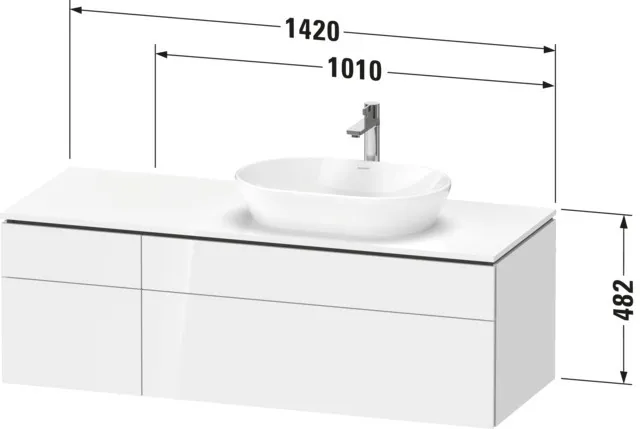 Duravit Waschtischunterschrank wandhängend „L-Cube“ 142 × 48,2 × 55 cm, rechts