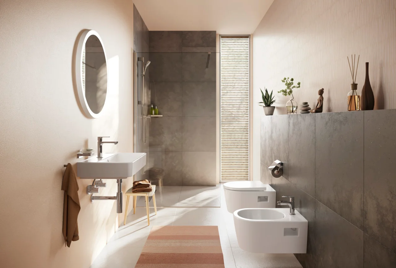 Hansgrohe Designsiphon Flowstar S Chrom – Geruchverschluss, verstellbarer Einbau, Wandabstand 330 mm, Anschlussmaße G 11/4 und DN32