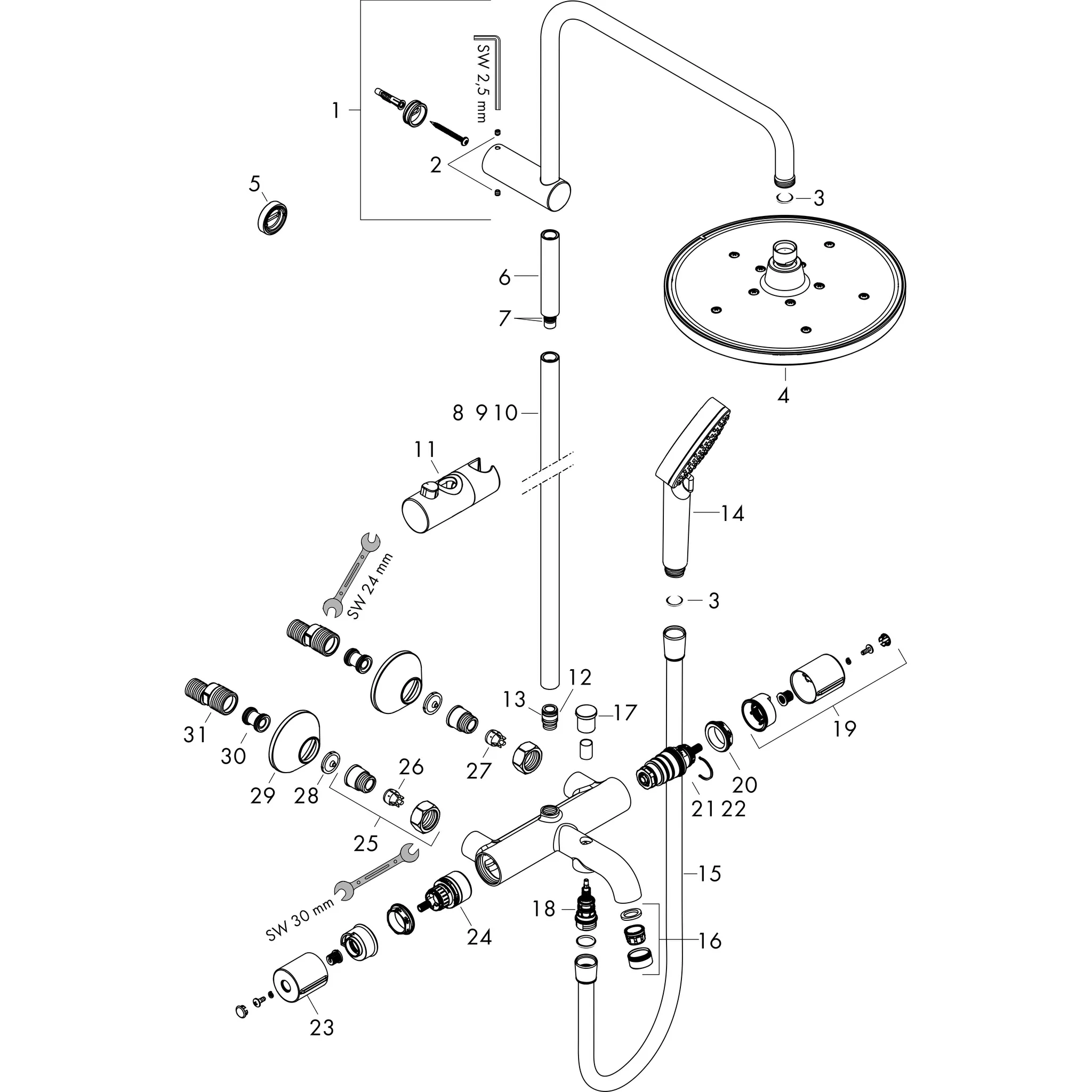 Showerpipe 240 1jet Vernis Blend mattschwarz mit Wannenthermostat Showerpipe 240 1jet Vernis Blend mattschwarz mit Wannenthermostat