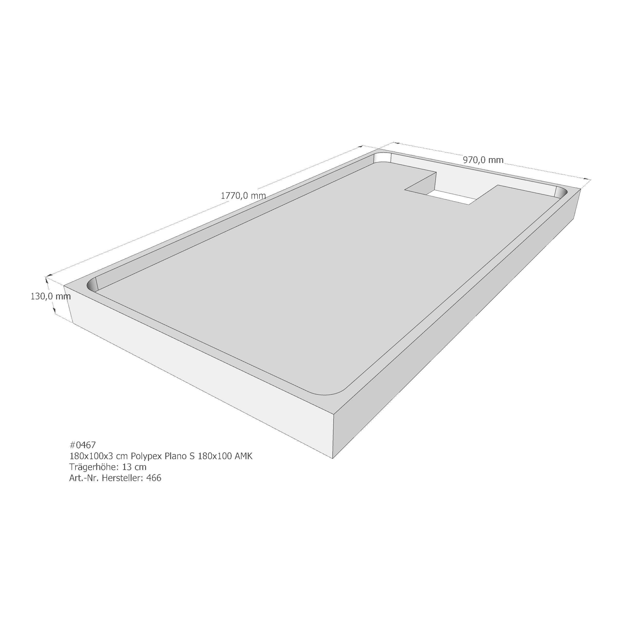 Duschwannenträger für Polypex Plano S 180x100 180 × 100 × 3 cm