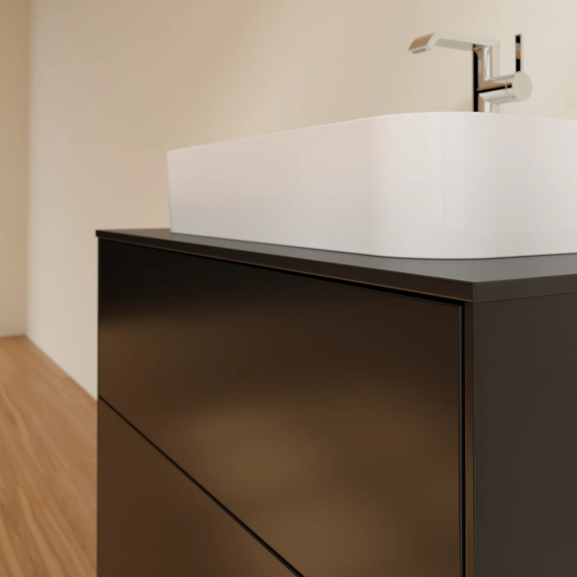 Villeroy & Boch Finion Waschbeckenunterschrank F34, 800x603x501mm, Black Matt Lacquer / Glass Black Matt Villeroy & Boch Finion Waschbeckenunterschrank F34, 800x603x501mm, Black Matt Lacquer / Glass Black Matt