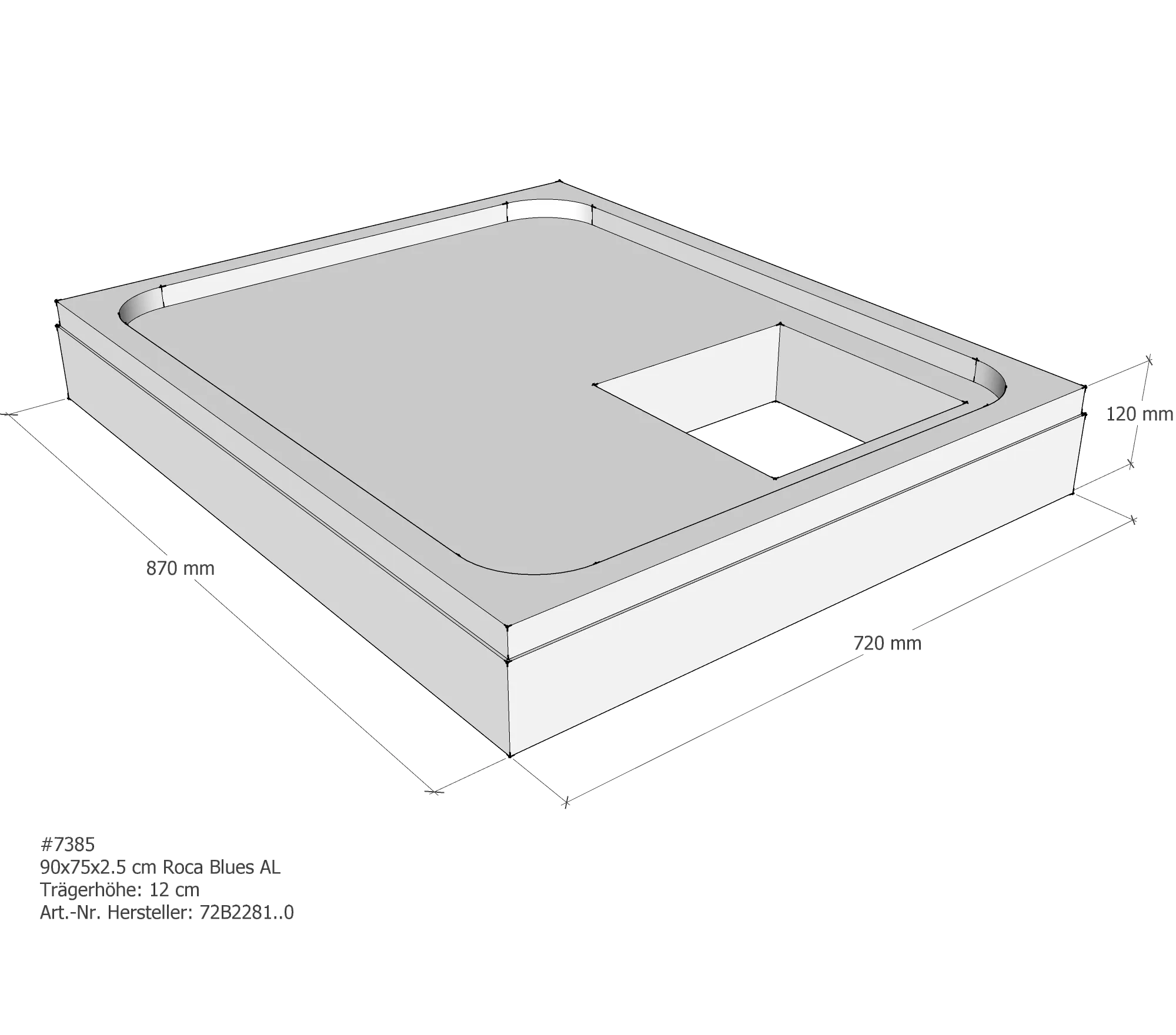 Duschwannenträger für Roca Blues 90 × 75 × 2,5 cm Duschwannenträger für Roca Blues 90 × 75 × 2,5 cm