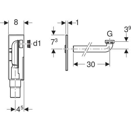 Set UP-Geruchsverschluss für Waschbecken, Abgang horizontal: d=50-56mm, G=1 1/4″, d1=32mm, Edelstahl gebürstet Set UP-Geruchsverschluss für Waschbecken, Abgang horizontal: d=50-56mm, G=1 1/4″, d1=32mm, Edelstahl gebürstet