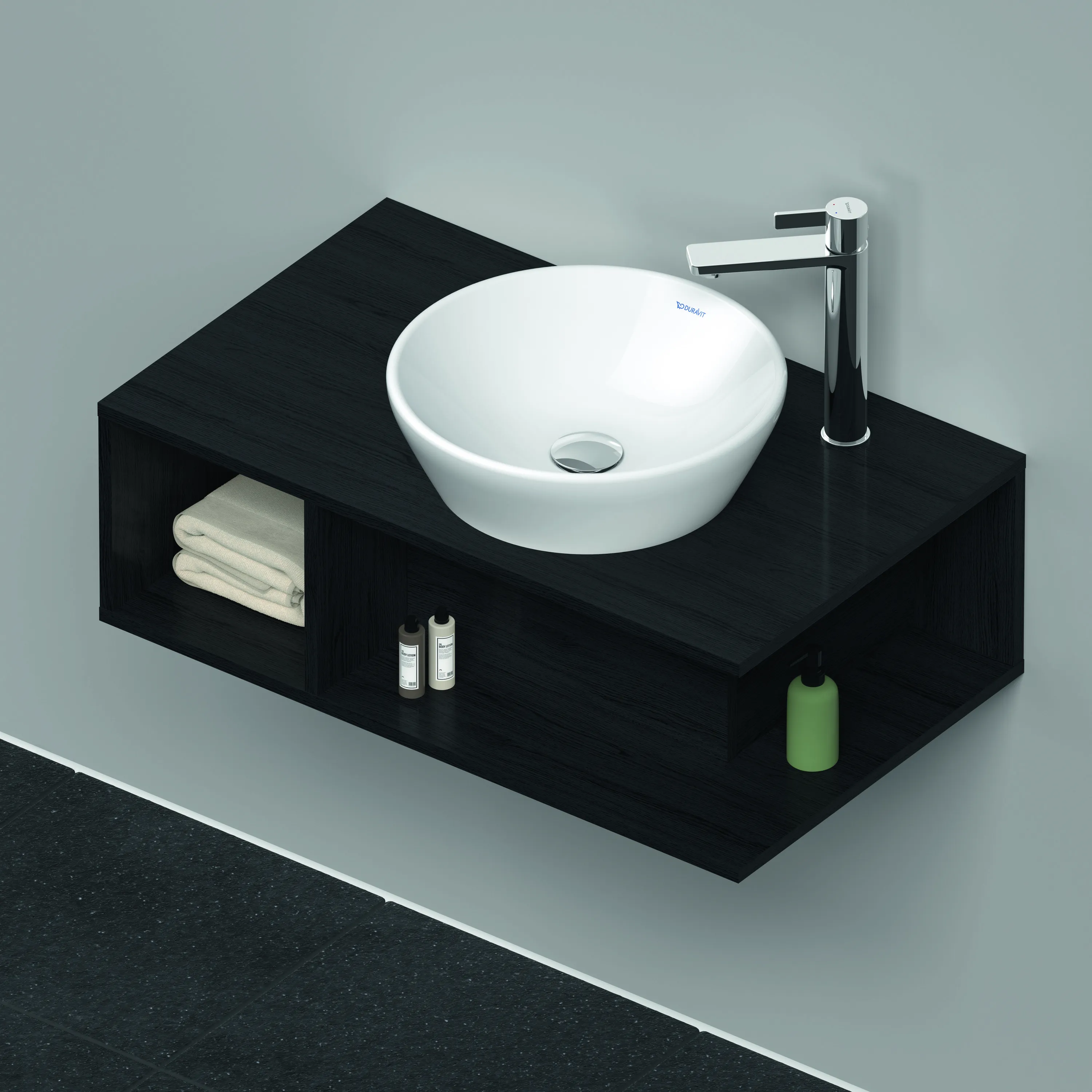 Duravit Waschtischunterschrank wandhängend „D-Neo“ 80 × 26 × 48 cm Eiche Schwarz