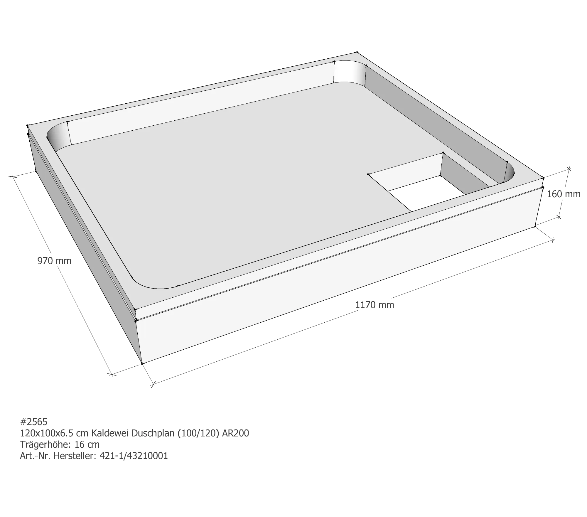 Duschwannenträger für Kaldewei Duschplan 120 × 100 × 6,5 cm Breite: 100 cm / Länge: 120 cm Duschwannenträger für Kaldewei Duschplan 120 × 100 × 6,5 cm Breite: 100 cm / Länge: 120 cm