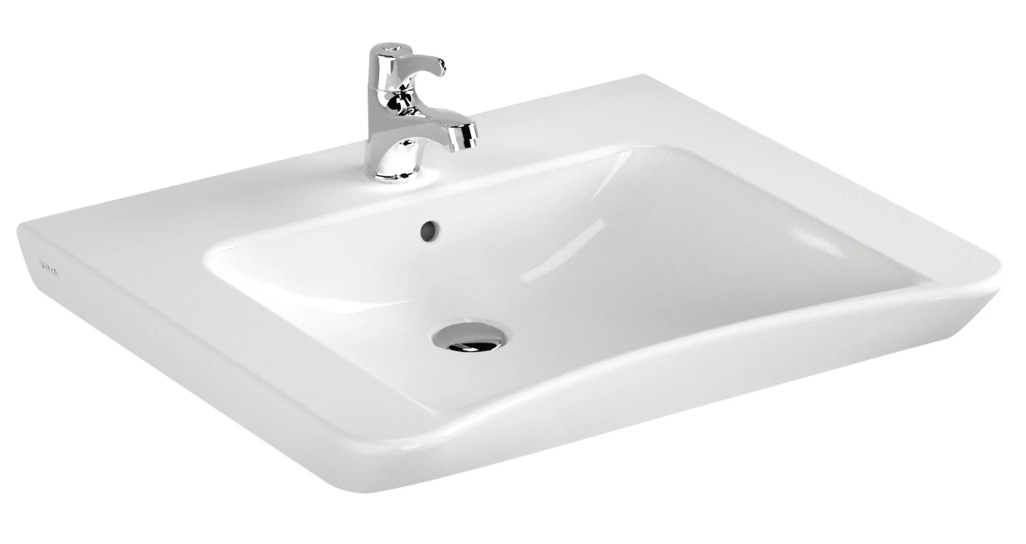 Conforma Waschtisch unterfahrbar 65 cm mit Hahnloch mit Überlaufloch Weiß Hochglanz