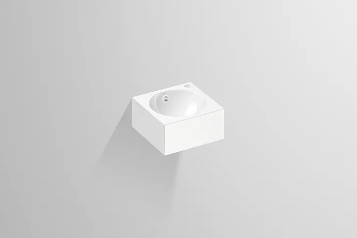 Waschbecken „IC-Serie“ 325 × 160 mm, mittig, Hahnlochposition rechts mit ProShield Waschbecken „IC-Serie“ 325 × 160 mm, mittig, Hahnlochposition rechts mit ProShield