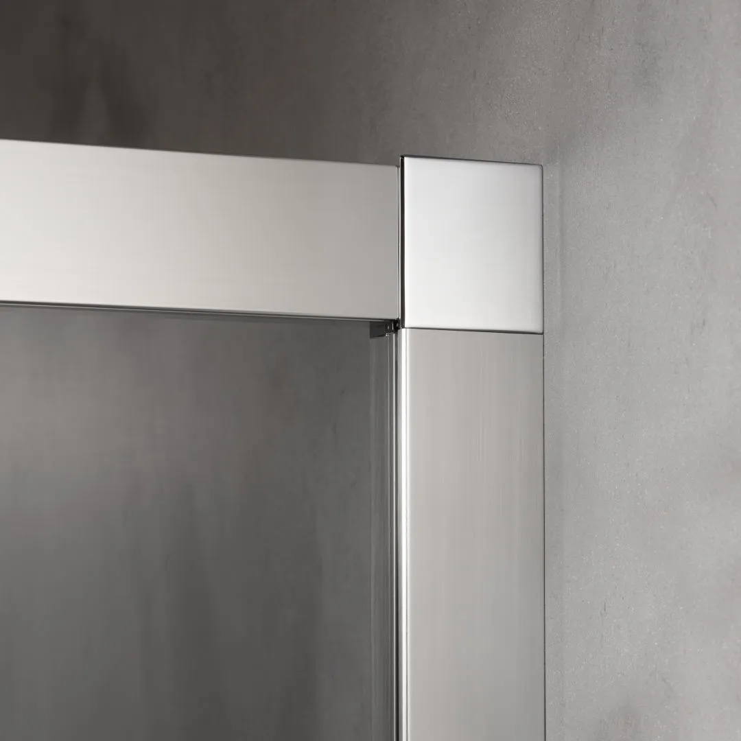 Kermi Duschtür Gleittür 2-teilig bodenfrei mit Festfeld links für Ecke „NICA“ Glas Klar, Profile Silber Hochglanz, BV: 975 - 1000 mm GAK: 970 - 995 mm WE: 985 - 1010 mm H: 1850 mm