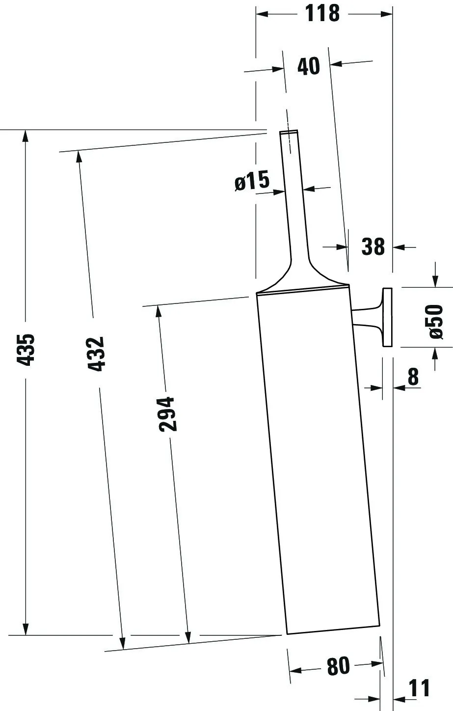 Duravit Toilettenbürstengarnitur „Starck T“ 8 × 43,5 cm in Bronze (gebürstet), Befestigung verdeckt Duravit Toilettenbürstengarnitur „Starck T“ 8 × 43,5 cm in Bronze (gebürstet), Befestigung verdeckt