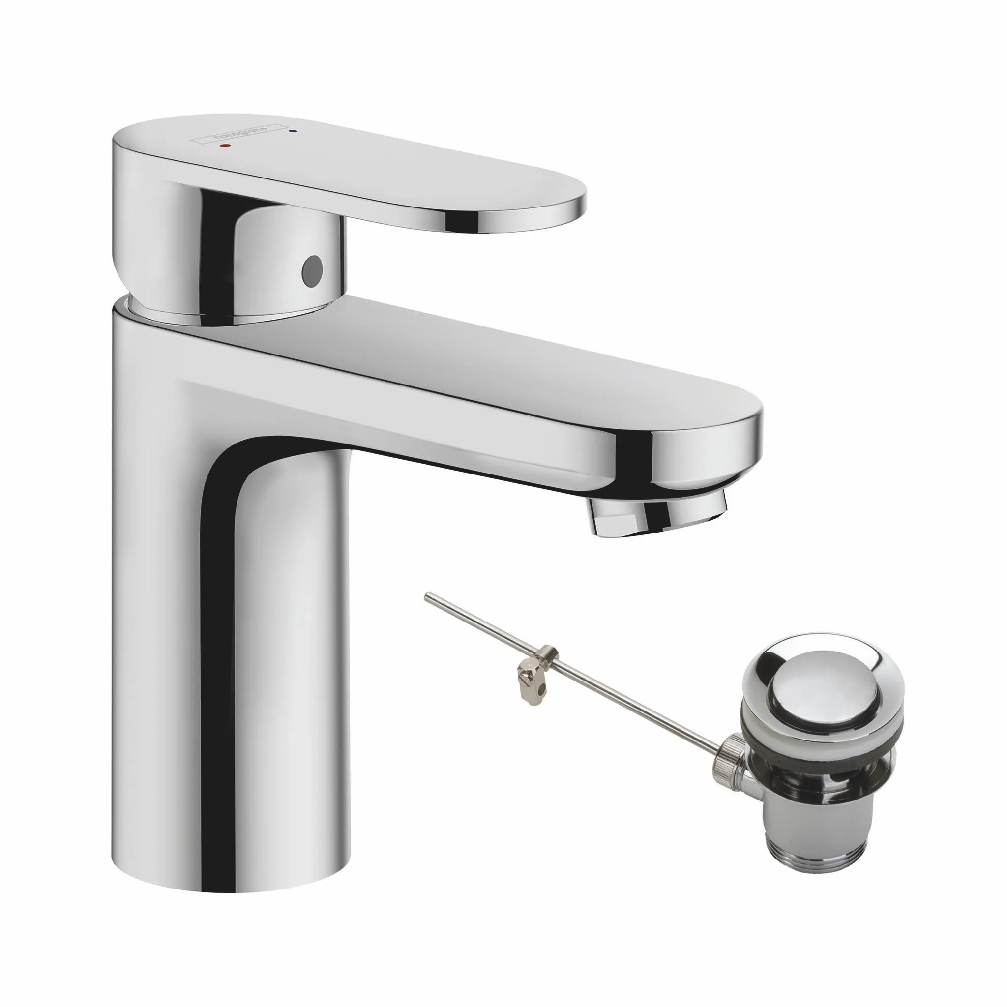 Hansgrohe Vernis Blend Einhebel-Waschtischmischer 100 mit Metall Zugstangen-Ablaufgarnitur, Chrom