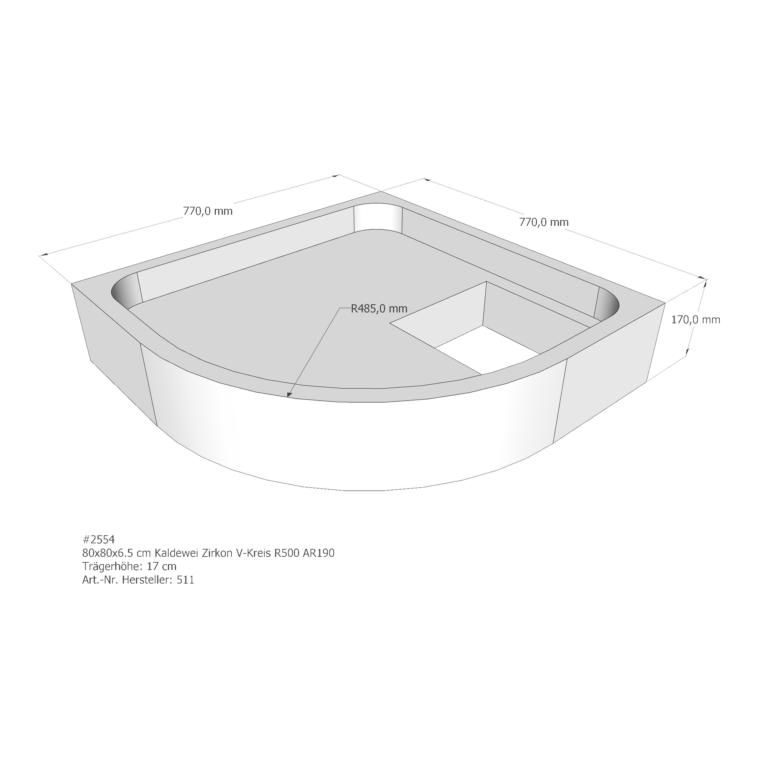 Duschwannenträger für Kaldewei Zirkon 80 × 80 × 6,5 cm Breite: 80 cm / Länge: 80 cm Duschwannenträger für Kaldewei Zirkon 80 × 80 × 6,5 cm Breite: 80 cm / Länge: 80 cm