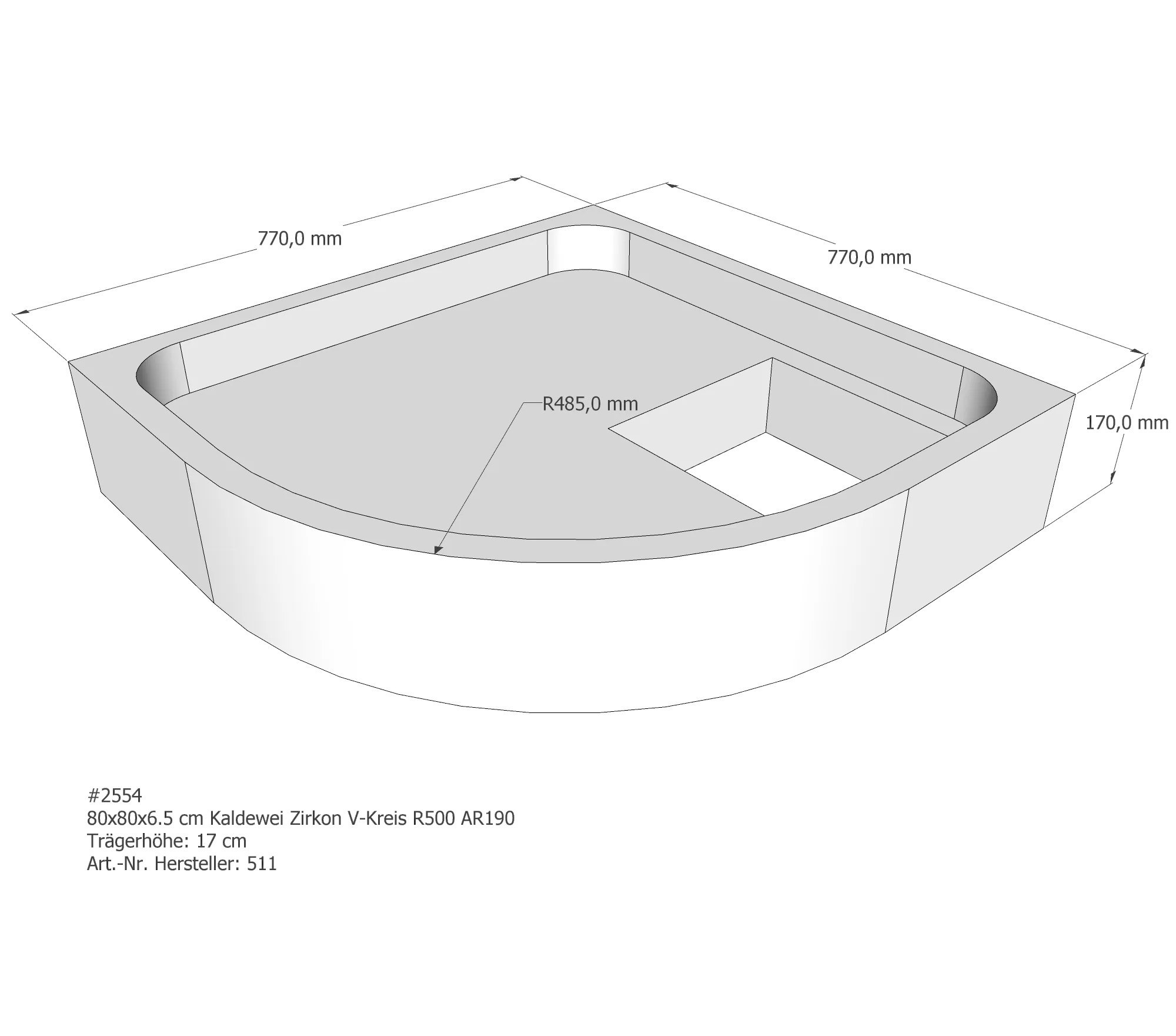 Duschwannenträger für Kaldewei Zirkon 80 × 80 × 6,5 cm Breite: 80 cm / Länge: 80 cm Duschwannenträger für Kaldewei Zirkon 80 × 80 × 6,5 cm Breite: 80 cm / Länge: 80 cm