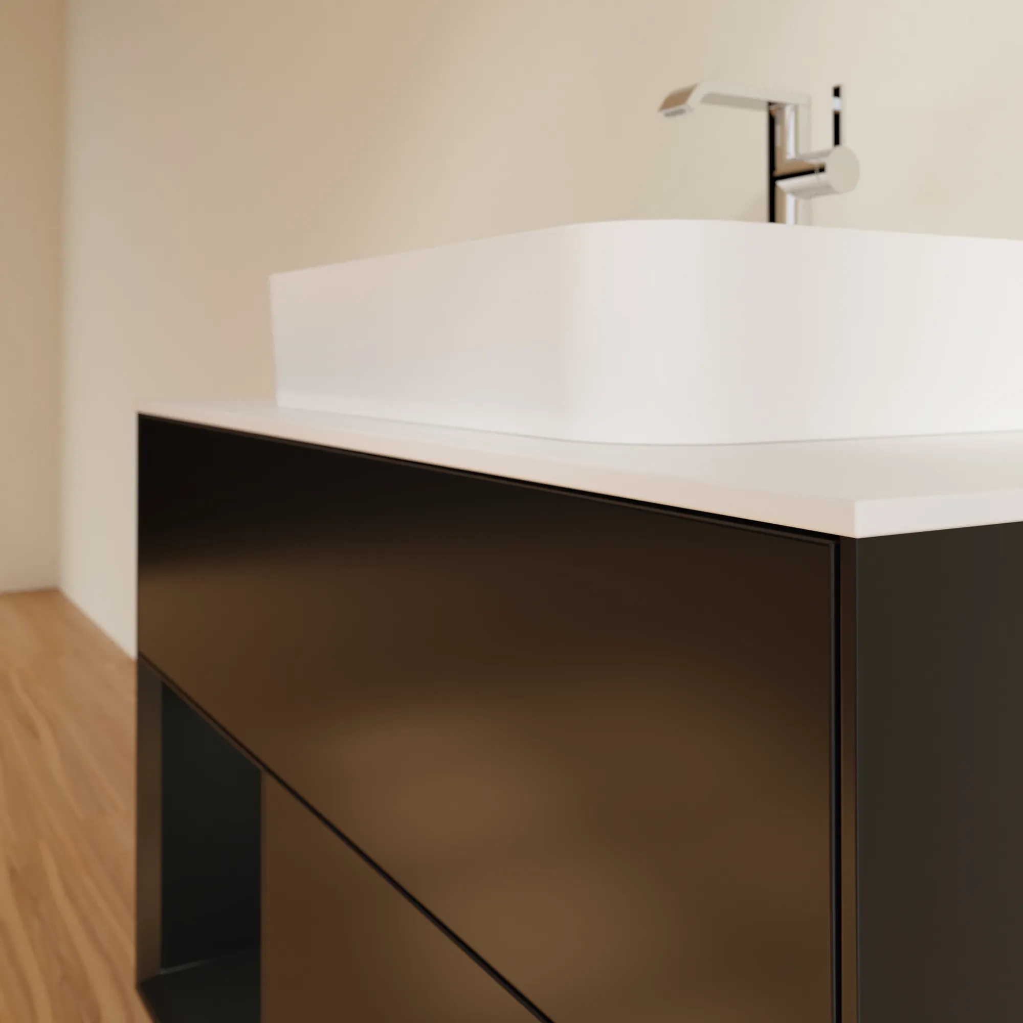 Villeroy & Boch Waschbeckenunterschrank Finion F36, 1000x603x501 mm, Black Matt Lacquer, mit Beleuchtung und SoftClosing