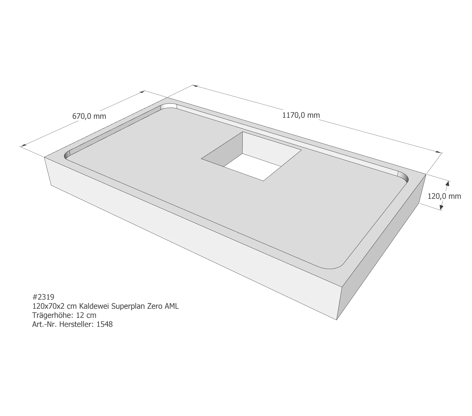 Duschwannenträger für Kaldewei Superplan Zero 120 × 70 × 2 cm Breite: 70 cm / Länge: 120 cm Duschwannenträger für Kaldewei Superplan Zero 120 × 70 × 2 cm Breite: 70 cm / Länge: 120 cm