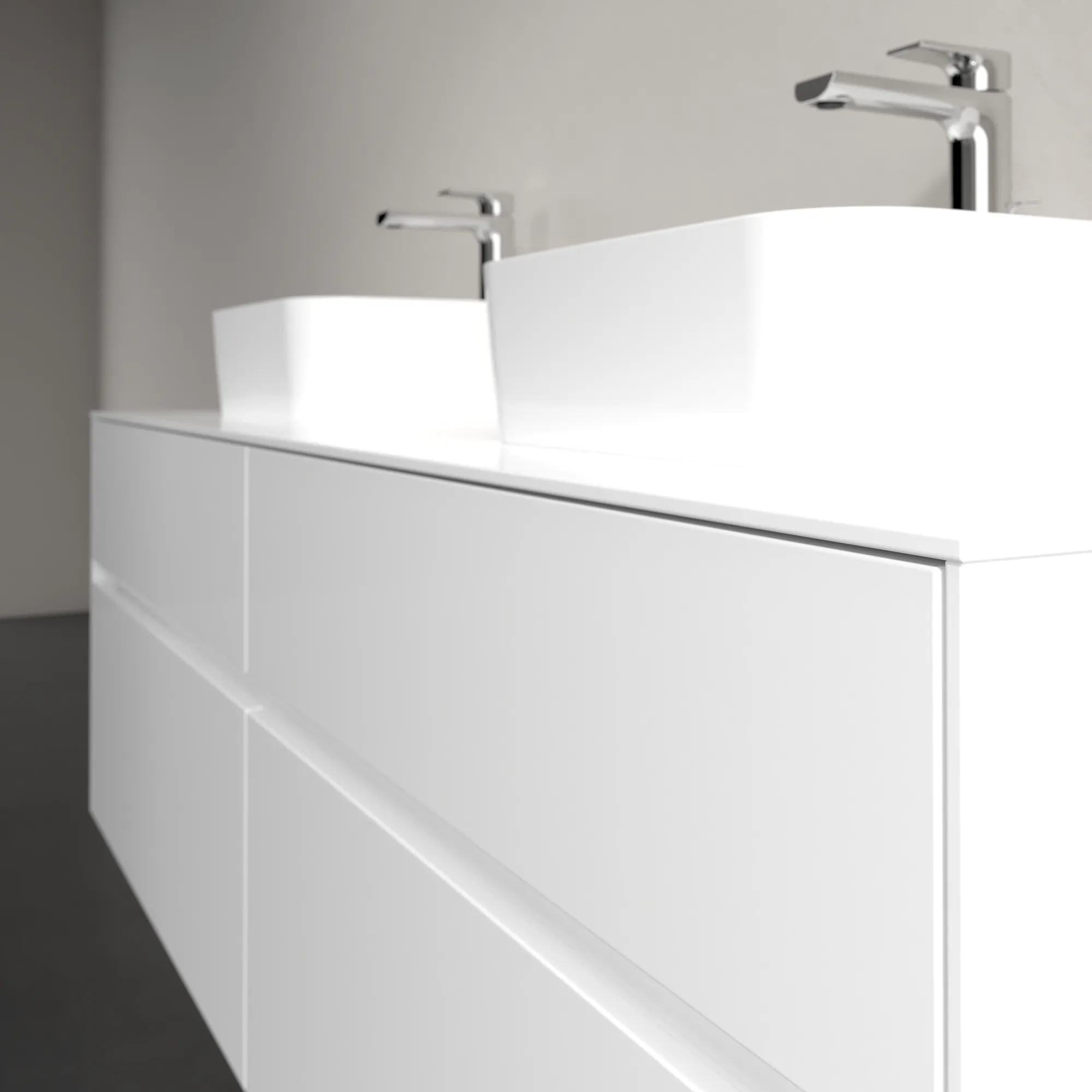 Villeroy & Boch Waschtischunterschrank „Collaro“ 1600 × 548 × 500 mm Glossy White, ohne Beleuchtung, für links und rechts