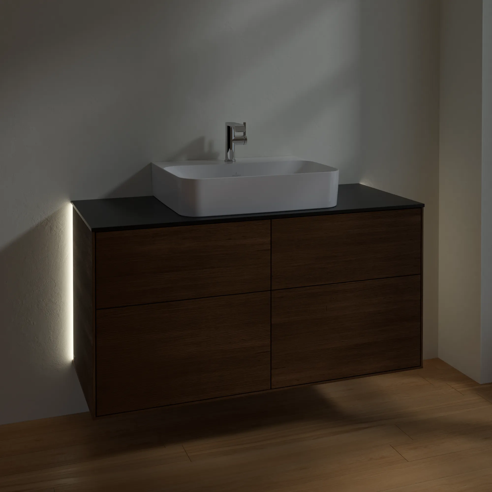 Villeroy & Boch Waschtischunterschrank „Finion“ für Schrankwaschtisch 1200 × 603 × 501 mm Walnut Veneer, für Becken mittig