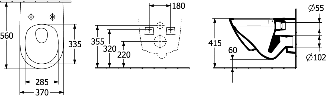 Wand-Tiefspül-WC Combi-Pack „Universo Twistflush“ 37 × 36 × 56 × 56 cm in Weiß Alpin, ohne Spülrand, Abgang waagerecht, Soft Closing, Quick Release Wand-Tiefspül-WC Combi-Pack „Universo Twistflush“ 37 × 36 × 56 × 56 cm in Weiß Alpin, ohne Spülrand, Abgang waagerecht, Soft Closing, Quick Release