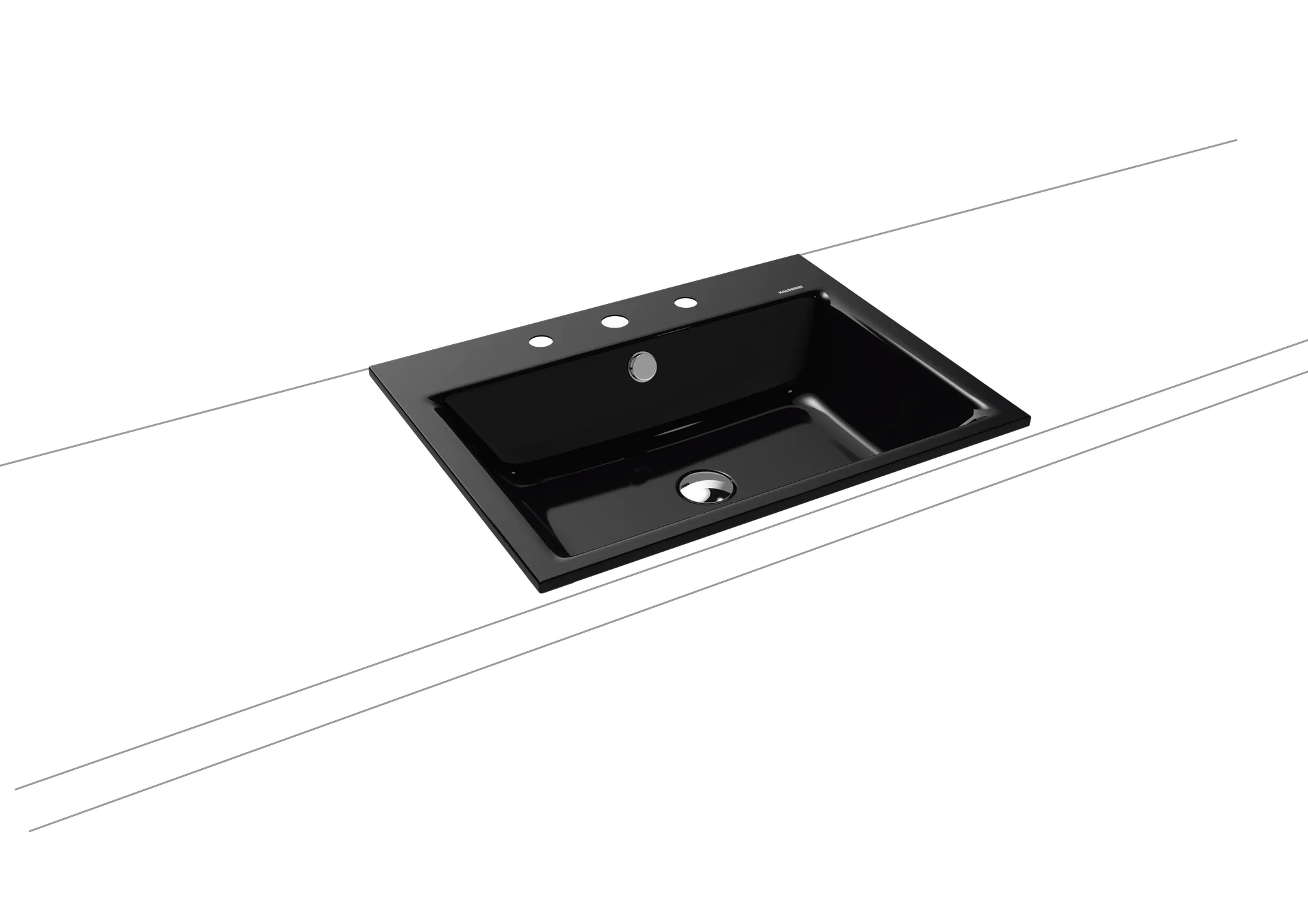 Einbauwaschtisch „Puro“ 60 × 46 cm, mit Überlauf in schwarz mit Perl-Effekt Einbauwaschtisch „Puro“ 60 × 46 cm, mit Überlauf in schwarz mit Perl-Effekt