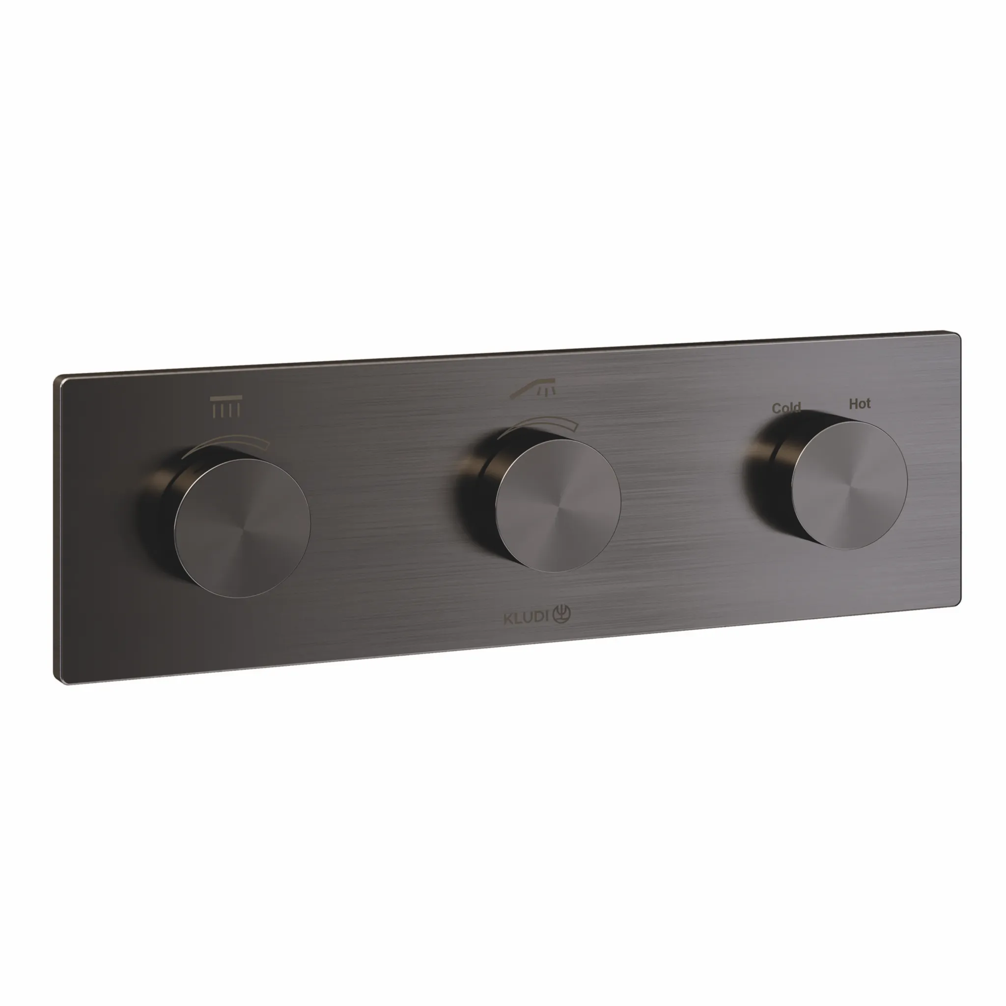 Kludi PUSHTRONIC elektronisches Unterputz-Thermostat Serie Kludi-TRONIC Farbe Brushed Gunmetal PVD IP54 Wand- oder Deckenmontage mit WIFI Modul und APP Steuerung Kludi PUSHTRONIC elektronisches Unterputz-Thermostat Serie Kludi-TRONIC Farbe Brushed Gunmetal PVD IP54 Wand- oder Deckenmontage mit WIFI Modul und APP Steuerung