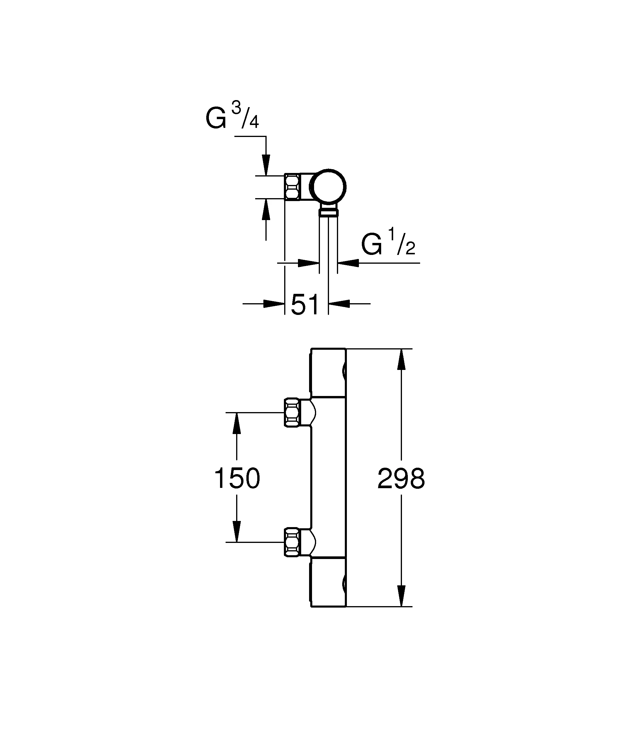 Thermostat-Brausebatterie Grohtherm 800 Cosmopolitan 34767, Wandmontage, ohne Anschlüsse, chrom