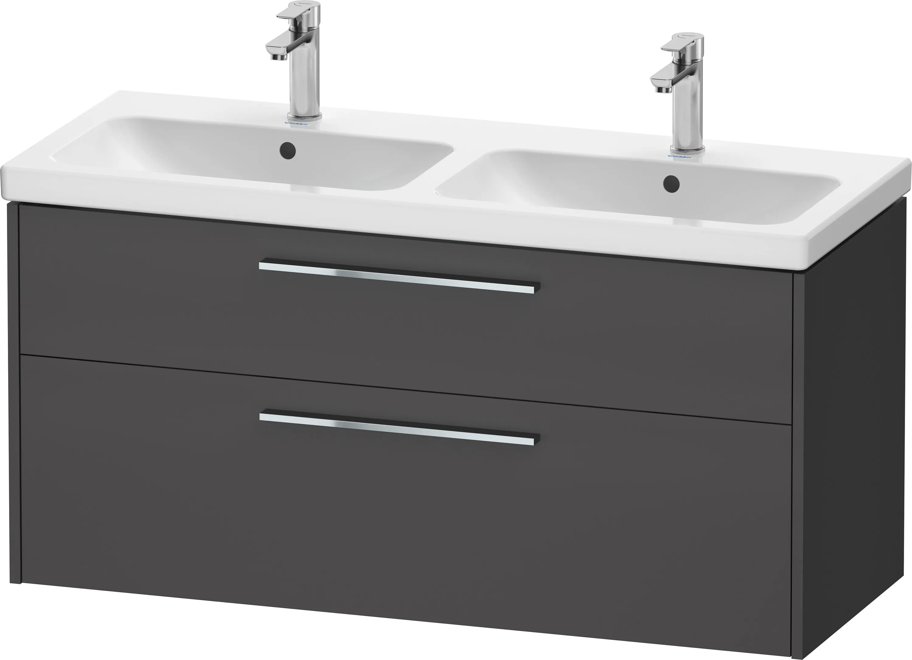 Duravit Waschtischunterschrank für Doppelwaschtisch Wandhängend „D-Code“ 118,4 × 55,5 × 46 cm in Graphit Matt Duravit Waschtischunterschrank für Doppelwaschtisch Wandhängend „D-Code“ 118,4 × 55,5 × 46 cm in Graphit Matt